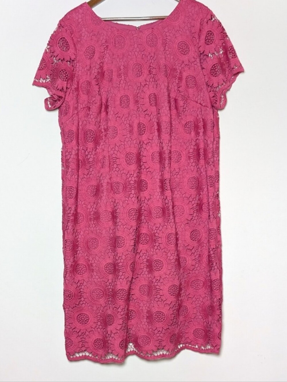 Talbots Womens Pink Floral Lace Overlay Short Sleeve A-line Dress Size 18W